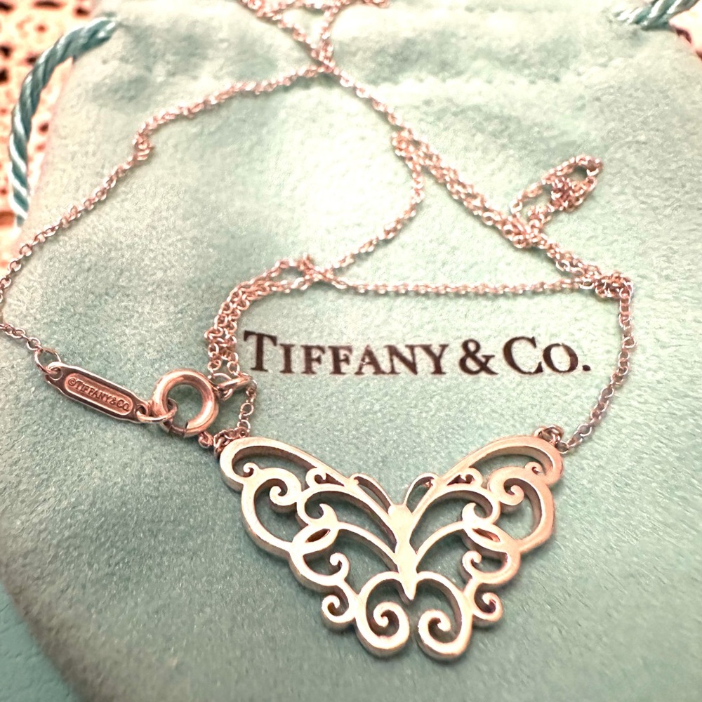 Tiffany & Co. Enchant Filigree Butterfly Pendant Necklace Sterling Silver 16"
